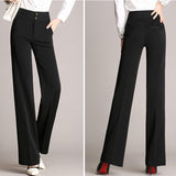 Znbbw Wide Leg Pants Women High Waist Long Trousers Elegant Office Lady Simple Straight Pants Vintage Loose Oversize Pants
