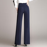 Znbbw Wide Leg Pants Women High Waist Long Trousers Elegant Office Lady Simple Straight Pants Vintage Loose Oversize Pants