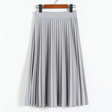 Znbbw Women Fashion High Waist Pleated Solid Color Ankle Length Skirt All-match chiffon Clothing Lady Casual Stretchy Thicken Skirts