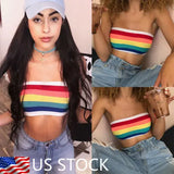 Znbbw New Women Rainbow Seamless Bandeau Crop Tube Top Strapless Wrap Bustier Bra