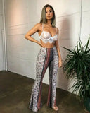 Znbbw Trendy Slim Casual Street Hippie Women Boho Print Long Pants High Waist Flared Wide Legs Summer Bell Bottom Trousers S-XL