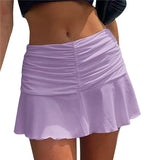 Znbbw Boho Floral Pleated Skirt Frill Low Waisted Sweet Vintage Short Skirts Women Aesthetic Grunge Fairycore Kawaii Clothes