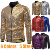 Znbbw Men Male Sequined Stylish Slim Long Sleeve Baseball Jacket Coat Zipper Coat Wedding Party Jacket Tuxedo Suit Coat Night Clubwear