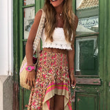 Znbbw Print Long Skirts Women Summer Beach Bottoms Elastic Waist Gypsy Ethnic Oversize Ladies Skirt Female 2024 Vintage Clothing