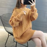 Znbbw Loose Lazy Wind Long Sweater Women Long Sleeve Striped Jacquard Straight Knitted Sweater Women Female Spring Autumn