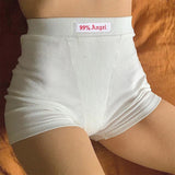 Znbbw White Letter Embroidery Biker Shorts Women Ribber Knit Black High Waist Casual Streetwear Shorts