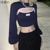 Znbbw Women Casual Streetwear Long Sleeve Top with Camisole Two Piece T Shirt Autumn New Office Lady Slim Stretch Cotton Tee