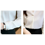 Znbbw Women V-Neck White Chiffon Blouse Blouse Shirt Tops Long Sleeve Blouse Women Blusas Mujer De Moda 2023 Blouses Femme A296
