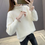 Znbbw Autumn Winter Thick Sweater Women Knitted Ribbed Pullover Sweater Long Sleeve Fasion Slim Jumper Soft Warm Pull Femme