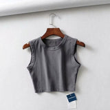 Znbbw Summer vintage white crop tops women biker black punk sexy tank top korean streetwear cropped sleeveless top feminino