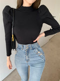 Znbbw Turtleneck Thick Jumper Knitted Women Sweater Casual Lady Winter Fashion Puff Long Sleeves Elastic Warm Pullovers Sweater