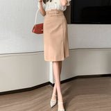 Znbbw Women Straight Skirts Vintage Korean Fashion Office Lady OL Style Stretch High Waist Wrap Hip Midi Skirts jupe femme