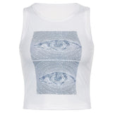 Znbbw Eye Print Harajuku Y2K Tops Casual Crewneck Cotton Cute Tank Tops Summer Aesthetic 90s Vest Tee Streetwear Cuteandpsycho
