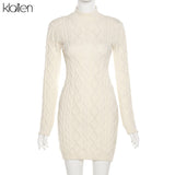 Znbbw Simple Solid Long Sleeve Turtleneck Sweater Dress Autumn New Women Warm Streetwear Slim Stretch Mini Bodycon Dresses