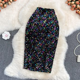 Znbbw Professional High-waist Sequined Skirt for Fall Winter Women's New Style Thin Hip One-step Skirt KK1730