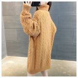 Znbbw Loose Lazy Wind Long Sweater Women Long Sleeve Striped Jacquard Straight Knitted Sweater Women Female Spring Autumn