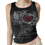 Znbbw Sparkly Rhinestone Butterfly Ribbed Tank Tops Women Summer 2024 Sexy Club Tops Harajuku Fairycore Grunge Cropped TShirts