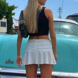 Znbbw Mini Skirt Lady Trendy Y2K Summer Beachwear White Accessory Harajuku Skirts Fashion Pleated Skirts Woman High Waist