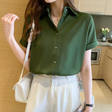 Znbbw Summer Short Sleeve Blouse Women Blusas Mujer De Moda 2023 Verano Turn Down Collar Chiffon Blouse Shirt Women Tops E704