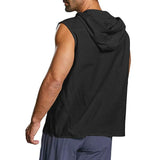 Znbbw New Baggy Hoodies Men's Cotton Linen Tank Top Solid Color Button Beach Sleeveless Hooded Vest Elastic Men Tank Top