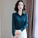 Znbbw Woman Blouses 2023 Office Lady Simplicity Hidden Breasted Silk Satin Shirts For Women Basic Clothing Female Casual Tops