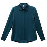 Znbbw Woman Blouses 2023 Office Lady Simplicity Hidden Breasted Silk Satin Shirts For Women Basic Clothing Female Casual Tops