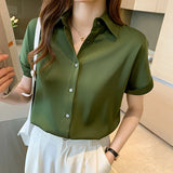 Znbbw Summer Short Sleeve Blouse Women Blusas Mujer De Moda 2023 Verano Turn Down Collar Chiffon Blouse Shirt Women Tops E704