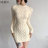 Znbbw Simple Solid Long Sleeve Turtleneck Sweater Dress Autumn New Women Warm Streetwear Slim Stretch Mini Bodycon Dresses