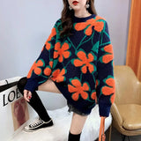 Znbbw Women Pullover Sweaters 2024 Autumn Winter Tops Korean Slim Flower Women Pullover Knitted Sweater Jumper Soft Warm Pull Femme