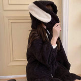 Znbbw New Kawaii Hoodies Women Winter Oversized Bunny Ears Plush Sweatshirt Women Long Sleeve Cute Tops Warm Zip Up Hoodies