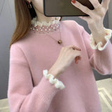 Znbbw Autumn Winter Thick Sweater Women Knitted Ribbed Pullover Sweater Long Sleeve Fasion Slim Jumper Soft Warm Pull Femme