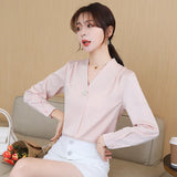 Znbbw Women Blouses Long Sleeve Blouse Women Blusas Mujer De Moda 2023 Elegantes V-Neck Chiffon Blouse Shirt Tops Women Blusas E638