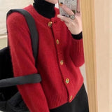 Znbbw And Autumn Fashion New Long Sleeve Round Neck Solid Color Sweater Women Western Style Loose Knit Cardigan Jacket