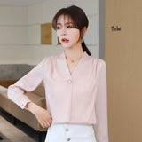 Znbbw Women Blouses Long Sleeve Blouse Women Blusas Mujer De Moda 2023 Elegantes V-Neck Chiffon Blouse Shirt Tops Women Blusas E638