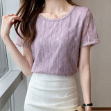 Znbbw Women Blouse Short Sleeve O-Neck Hollow Lace Blouse Shirt Blouse Women Blusas Mujer De Moda 2023 Blouses Top Femme E953