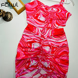 znbbw Summer Sexy 2 Two Piece Set Women Outfits 2023 Sleeveless Backless Crop Top Drawstring Mini Skirts Clubwear Matching Set