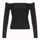 Ins Style Basic Simple Solid Color T-Shirt With Bare Shoulder And Bottom 2025 New Temperament Age-Reducing Blouse