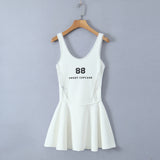 Znbbw Spring Style Lace U-Collar Digital Printing Sports Style Slim Dress Short Skirt