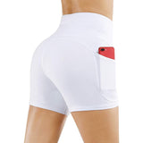 Znbbw Shorts Solid Color High Waist Pocket Hip Tight Three-Point Hot Pants Running Training Fitness Shorts