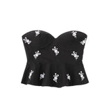 Znbbw Autumn Flower Embroidered Poplin Blouse 0881034 Halter Skirt 0881404