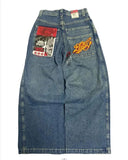 Znbbw Wide-Legged Jeans Jnco Street Hip-Hop Personality Y2K Straight Casual Pants