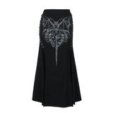 Znbbw Summer 2024 New Spicy Girls Hip Skirt Gothic Print High Sexual Split Half Skirt Woman