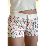 Sweet And Spicy Girl, Strawberry Printed Breasted, Slim, Low-Waisted Shorts, Straight-Tube Casual Pants, Home-Bottomed Pants.
