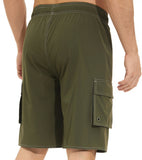 Znbbw Pants Solid Color Multi-Pocket Fake Two Double-Layer Overalls Five-Point Fitness Running Leisure Sports Shorts