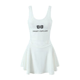 Znbbw Spring Style Lace U-Collar Digital Printing Sports Style Slim Dress Short Skirt