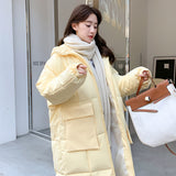 Fufu Yellow Down Cotton Coat Female Medium Long Winter 2024 New Loose Coat Thick Cotton-Padded Coat