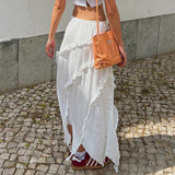 2025 Summer New Ins Holiday Style Gently Forked Lotus Leaf Edge Elegant Fashion Hot Girl Half Skirt