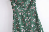 Znbbw New Pastoral Spring Style Small Broken Flower Print Slim Skirt With Braces