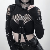 Znbbw Dark Wind 2024 Spring New Ins Gothic Short Style Sweater With Shoulders Exposed And Navel Exposed For Women's Wear