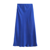 Znbbw And Winter New Slim Version Satin Long Solid Color Half Skirt